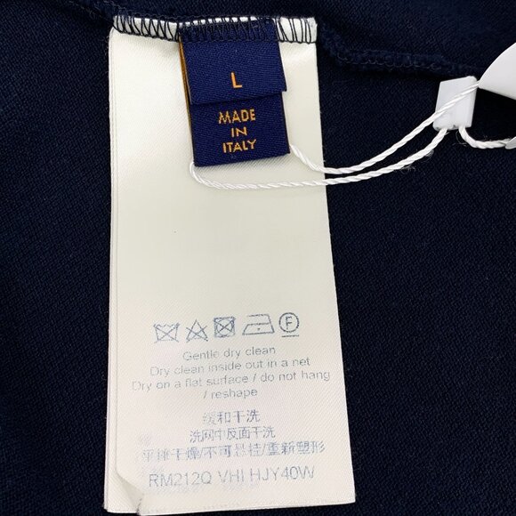 CM0453 Louis Vuitton Navy Textured Short Sleeve T-Shirt With Chest Pocket - Picture 7 of 8